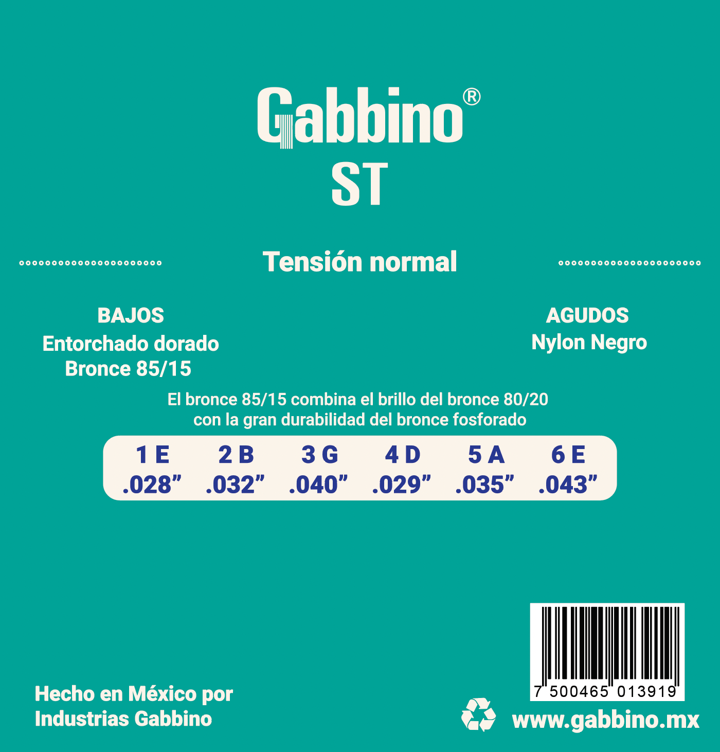 Cuerdas para guitarra Gabbino ST